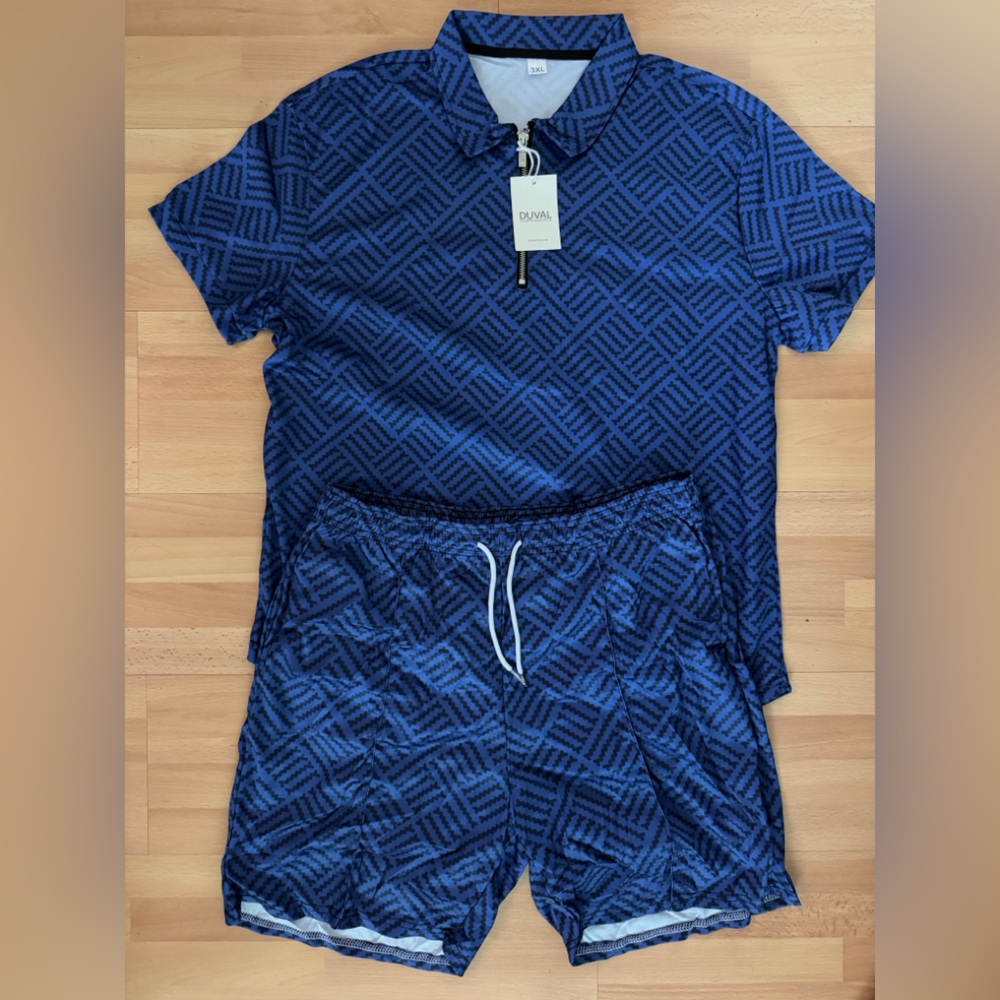 NWT Duval North America Navy Blue Geometric Golf Set - Mens 3XL